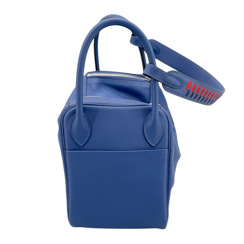 エルメス HERMES リンディ30 トレサージュ C刻 ブルーブラインド カプシーヌ　SV金具 スイフト・エプソン レディース トートバッグ