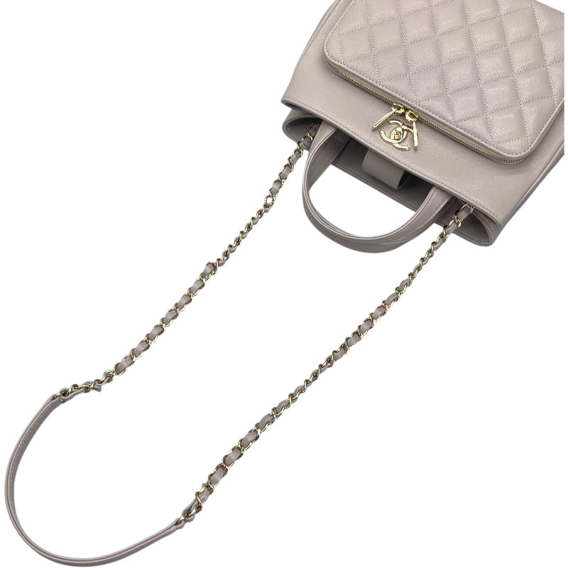 シャネル CHANEL ビジネス アフィニティ スモール ショッピングバッグ A93750 グレー GD金具 キャビアスキン レディース ショルダーバッグ