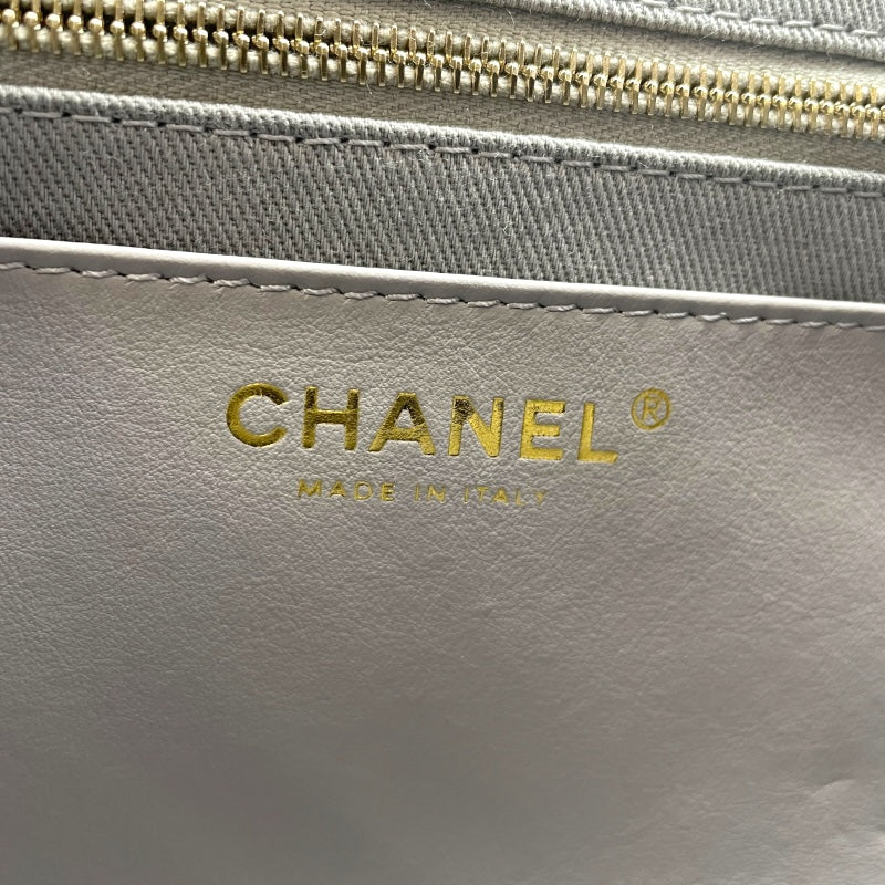 シャネル CHANEL ビジネス アフィニティ スモール ショッピングバッグ A93750 グレー GD金具 キャビアスキン レディース ショルダーバッグ