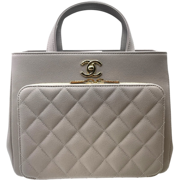シャネル CHANEL ビジネス アフィニティ スモール ショッピングバッグ A93750 グレー GD金具 キャビアスキン レディース ショルダーバッグ