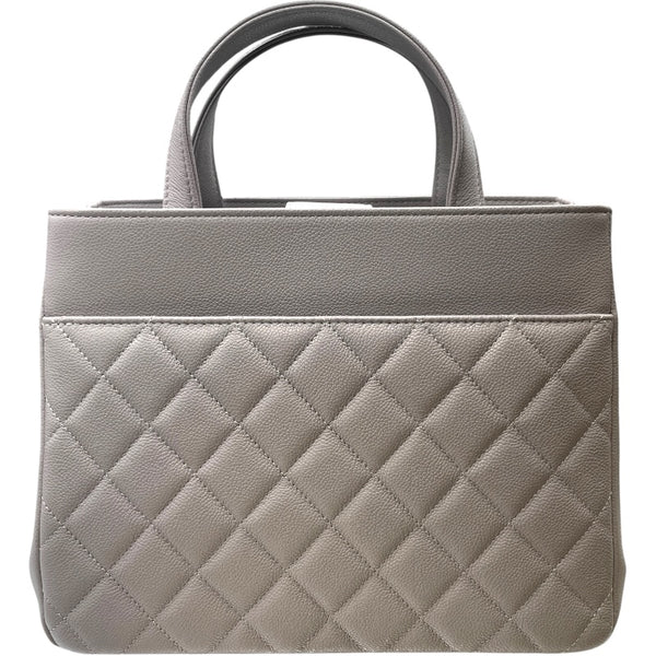 シャネル CHANEL ビジネス アフィニティ スモール ショッピングバッグ A93750 グレー GD金具 キャビアスキン レディース ショルダーバッグ