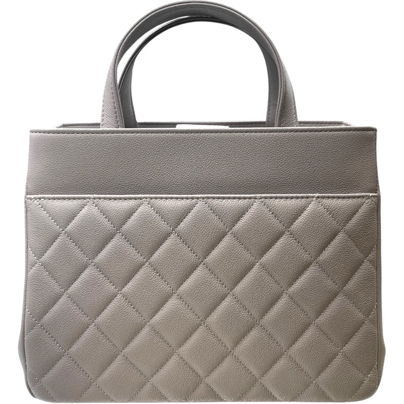 シャネル CHANEL ビジネス アフィニティ スモール ショッピングバッグ A93750 グレー GD金具 キャビアスキン レディース ショルダーバッグ