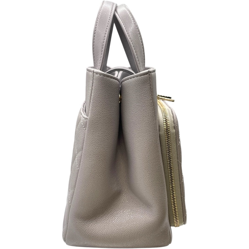 シャネル CHANEL ビジネス アフィニティ スモール ショッピングバッグ A93750 グレー GD金具 キャビアスキン レディース ショルダーバッグ