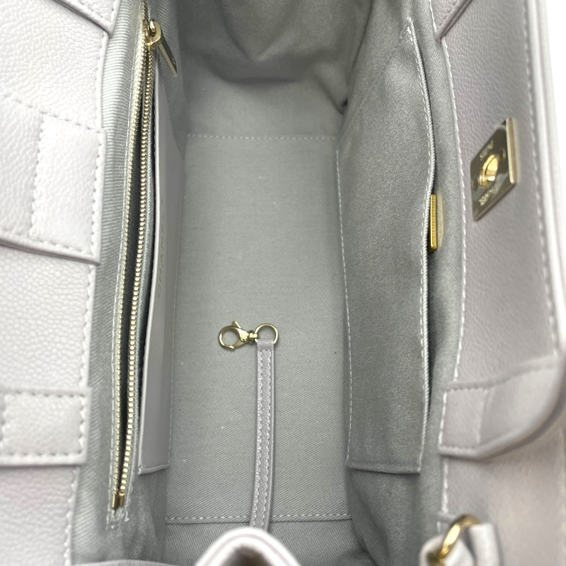シャネル CHANEL ビジネス アフィニティ スモール ショッピングバッグ A93750 グレー GD金具 キャビアスキン レディース ショルダーバッグ