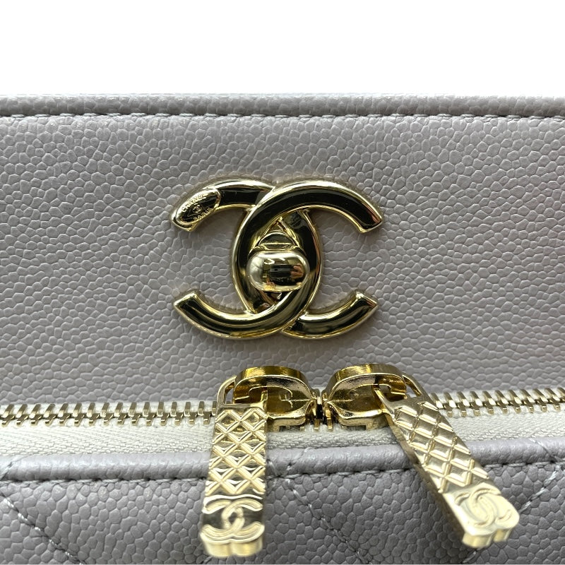 シャネル CHANEL ビジネス アフィニティ スモール ショッピングバッグ A93750 グレー GD金具 キャビアスキン レディース ショルダーバッグ