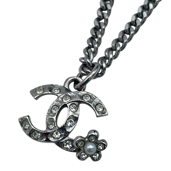 シャネル CHANEL ココマークチェーンネックレス シルバー メタル・ラインストーン・パール アクセサリー