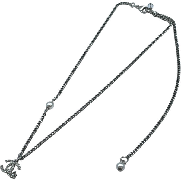 シャネル CHANEL ココマークチェーンネックレス シルバー メタル・ラインストーン・パール アクセサリー