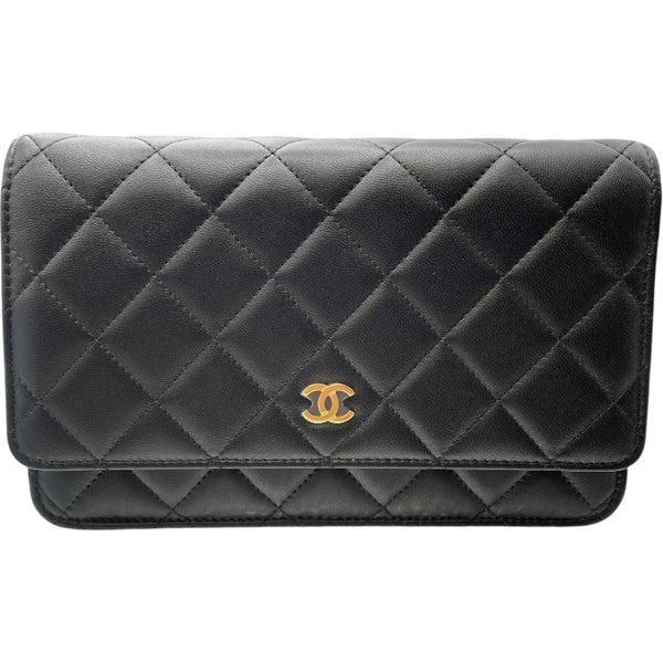 シャネル CHANEL マトラッセ チェーンウォレット AP0250 ブラック GD金具 ラムスキン レディース 長財布