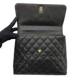 シャネル CHANEL マトラッセトップハンドル A12397 6番台 ブラック GD金具 キャビアスキン レディース ハンドバッグ