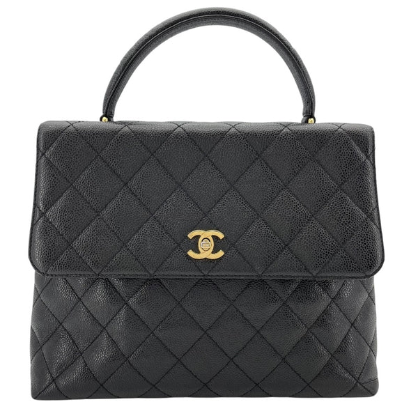 シャネル CHANEL マトラッセトップハンドル A12397 6番台 ブラック GD金具 キャビアスキン レディース ハンドバッグ