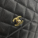 シャネル CHANEL マトラッセトップハンドル A12397 6番台 ブラック GD金具 キャビアスキン レディース ハンドバッグ