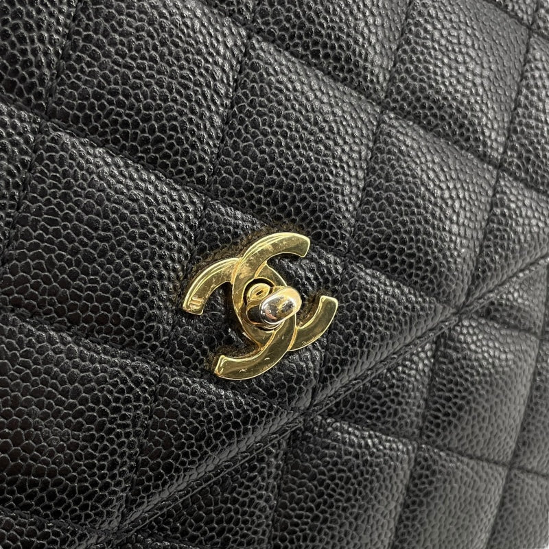 シャネル CHANEL マトラッセトップハンドル A12397 6番台 ブラック GD金具 キャビアスキン レディース ハンドバッグ