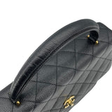シャネル CHANEL マトラッセトップハンドル A12397 6番台 ブラック GD金具 キャビアスキン レディース ハンドバッグ