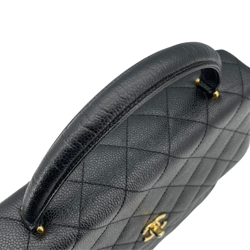 シャネル CHANEL マトラッセトップハンドル A12397 6番台 ブラック GD金具 キャビアスキン レディース ハンドバッグ