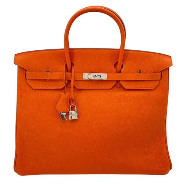 エルメス HERMES バーキン40 □O刻 オレンジ SV金具 トゴ レディース ハンドバッグ