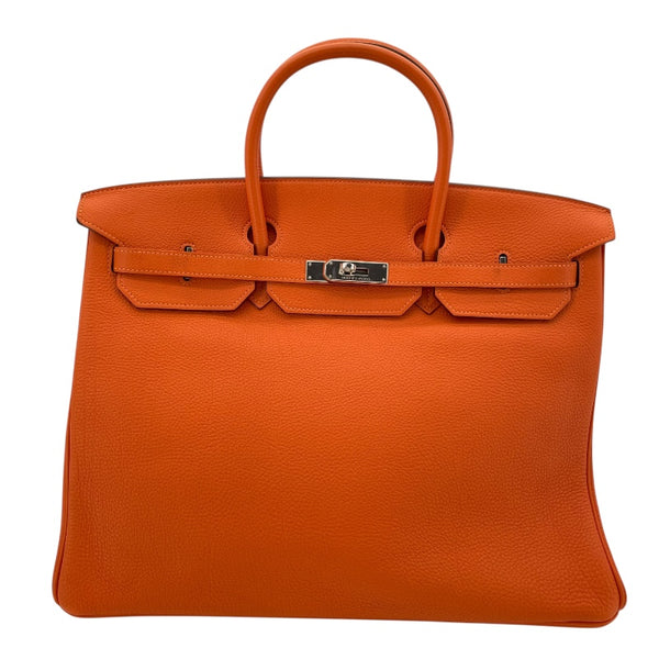 エルメス HERMES バーキン40 □O刻 オレンジ SV金具 トゴ レディース ハンドバッグ