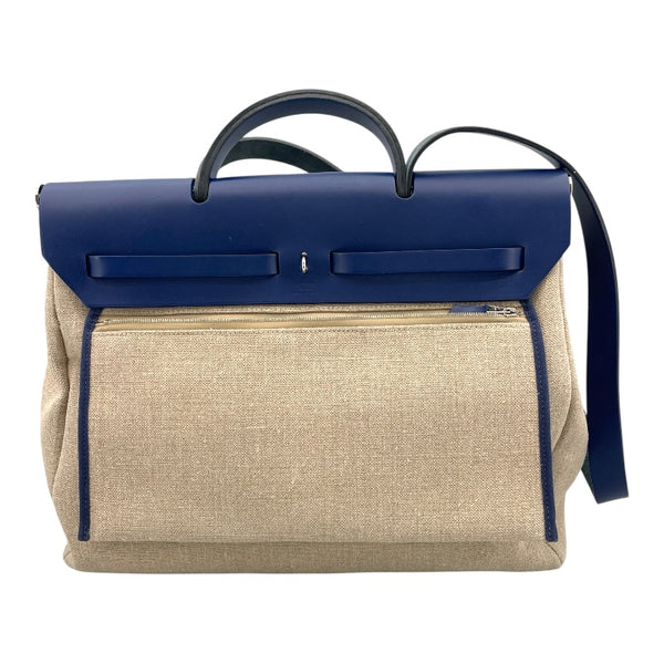 エルメス HERMES エールバッグジップMM Z刻印 ブルーサフィール SV金具 トワル・ハンター レディース ハンドバッグ