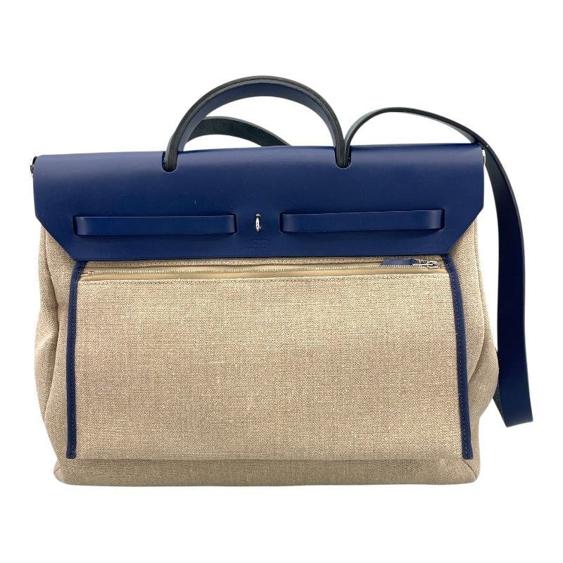 エルメス HERMES エールバッグジップMM Z刻印 ブルーサフィール SV金具 トワル・ハンター レディース ハンドバッグ
