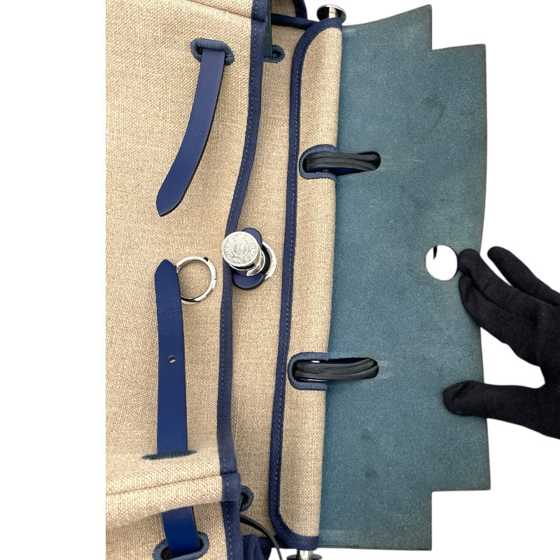 エルメス HERMES エールバッグジップMM Z刻印 ブルーサフィール SV金具 トワル・ハンター レディース ハンドバッグ