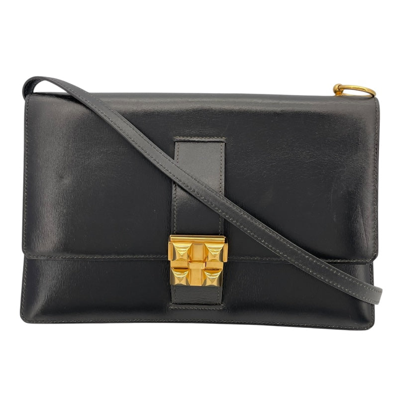 エルメス HERMES メドールショルダー 〇L刻 ブラック GD金具 ボックスカーフ レディース ショルダーバッグ