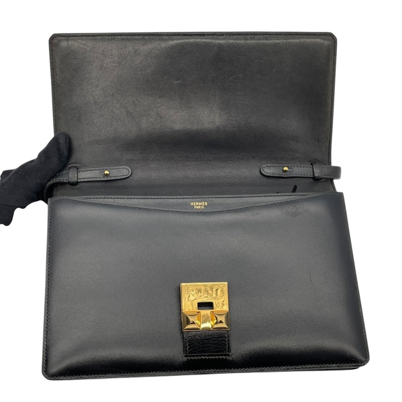 エルメス HERMES メドールショルダー 〇L刻 ブラック GD金具 ボックスカーフ レディース ショルダーバッグ