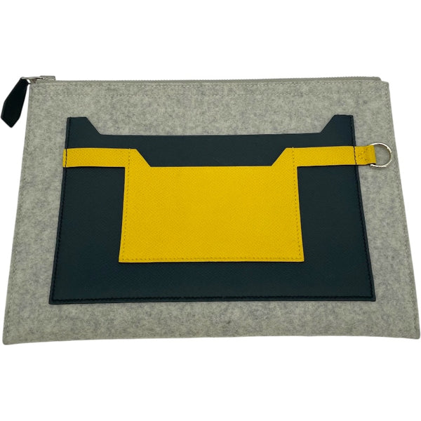 エルメス HERMES トゥードゥ29 D刻 ブルーインディゴ/ライトグレー/ジョーヌナブル/SV フェルト･エプソン メンズ クラッチバッグ