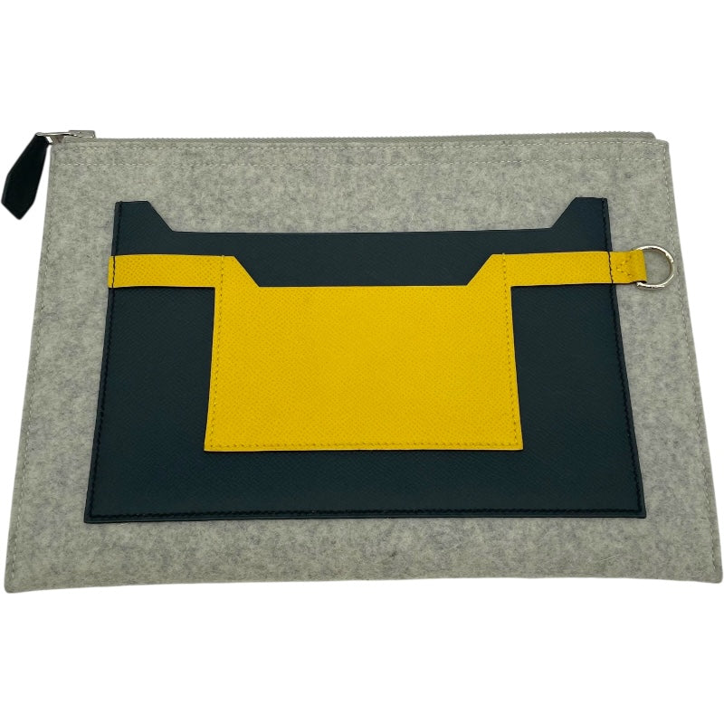 エルメス HERMES トゥードゥ29 D刻 ブルーインディゴ/ライトグレー/ジョーヌナブル/SV フェルト･エプソン メンズ クラッチバッグ