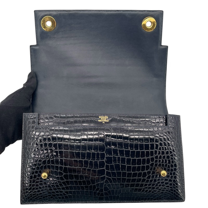 エルメス HERMES ピアノ 〇X刻 ブルーマリン GD金具 ポロサスリセ レディース ハンドバッグ