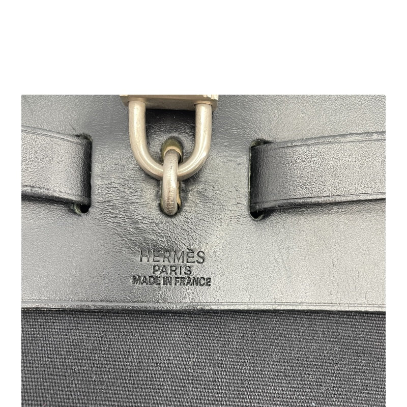 エルメス HERMES エールバッグPM □C刻 ブラック SV金具 トワル・ヴァッシュハンター レディース ハンドバッグ