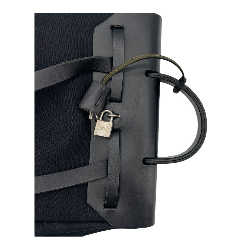エルメス HERMES エールバッグPM □C刻 ブラック SV金具 トワル・ヴァッシュハンター レディース ハンドバッグ