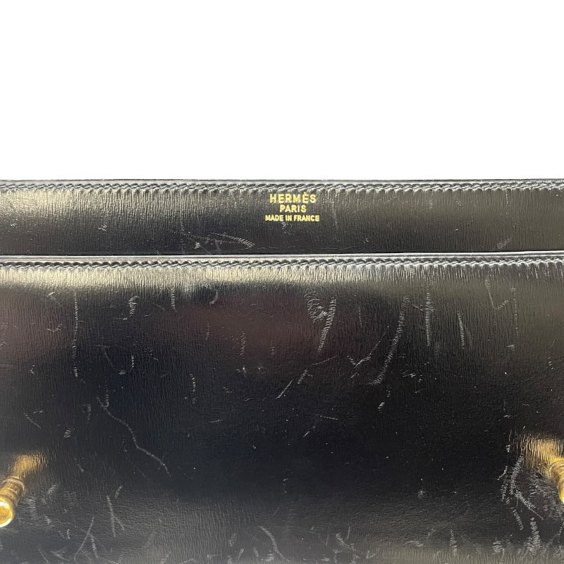 エルメス HERMES ピアノ 〇M刻印 ブラック GD金具 ボックスカーフ レディース ハンドバッグ