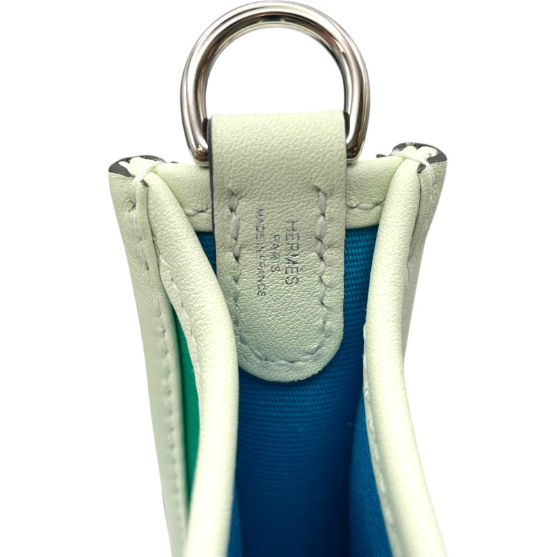 エルメス HERMES ネオエヴリンTPM W刻印 ミント/ヴェールフィズ/ブルーアズティック SV金具 トワル レディース ショルダーバッグ