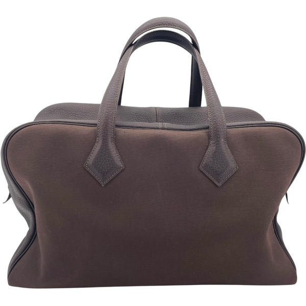 エルメス HERMES ヴィクトリア43 □G刻印 ブラウン トリヨン・トワル レディース ハンドバッグ