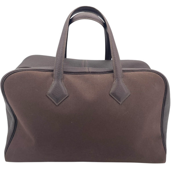 エルメス HERMES ヴィクトリア43 □G刻印 ブラウン トリヨン・トワル レディース ハンドバッグ