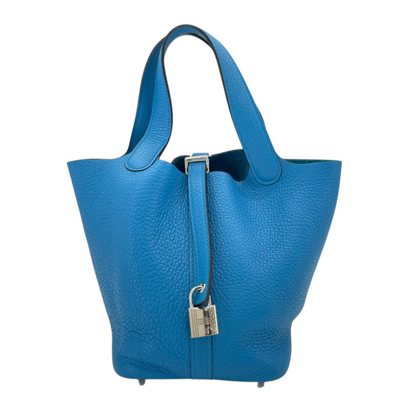 エルメス HERMES ピコタンロックPM A刻 ブルーザンジバル SV金具 トリヨン レディース ハンドバッグ