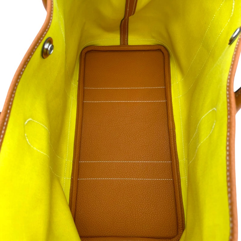 エルメス HERMES ガーデンパーティPM A刻印 ライム/トフィ SV金具 トワル/ネゴンダ レディース ハンドバッグ