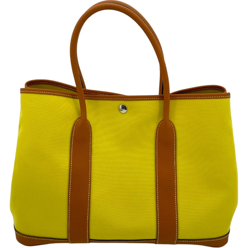 エルメス HERMES ガーデンパーティPM A刻印 ライム/トフィ SV金具 トワル/ネゴンダ レディース ハンドバッグ