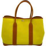 エルメス HERMES ガーデンパーティPM A刻印 ライム/トフィ SV金具 トワル/ネゴンダ レディース ハンドバッグ