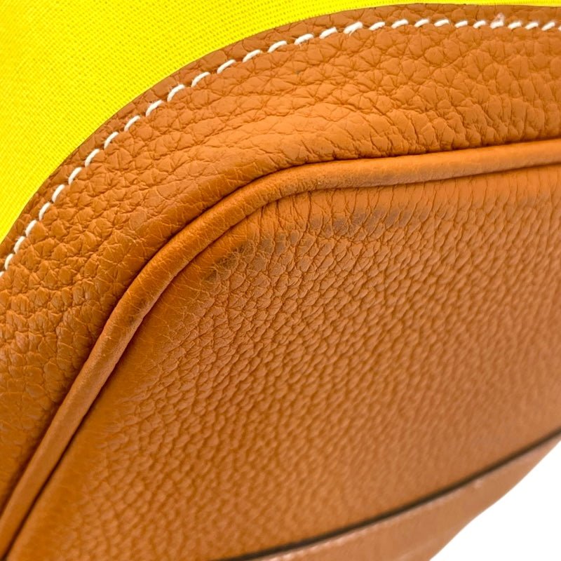 エルメス HERMES ガーデンパーティPM A刻印 ライム/トフィ SV金具 トワル/ネゴンダ レディース ハンドバッグ