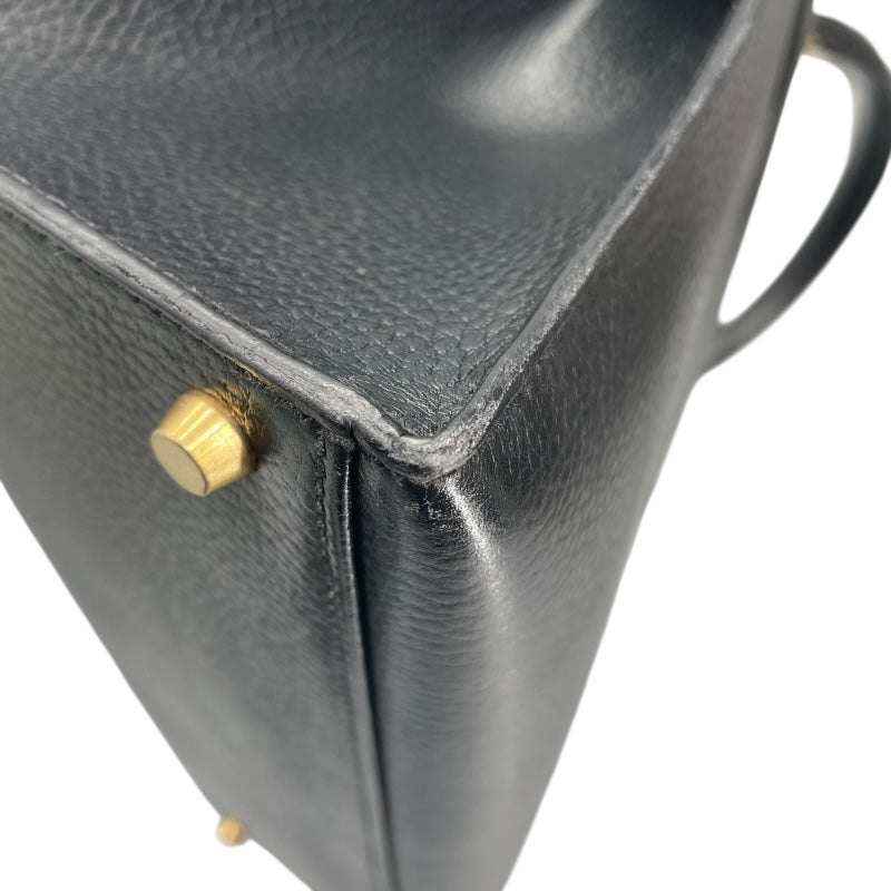 エルメス HERMES ケリー32 外縫い 〇Y刻印 ブラック GD金具 アルデンヌ レディース ショルダーバッグ