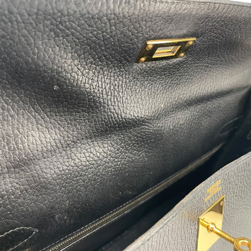 エルメス HERMES ケリー32 外縫い 〇Y刻印 ブラック GD金具 アルデンヌ レディース ショルダーバッグ
