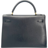エルメス HERMES ケリー32 外縫い 〇Y刻印 ブラック GD金具 アルデンヌ レディース ショルダーバッグ