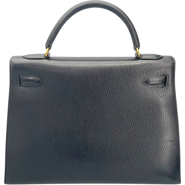 エルメス HERMES ケリー32 外縫い 〇Y刻印 ブラック GD金具 アルデンヌ レディース ショルダーバッグ