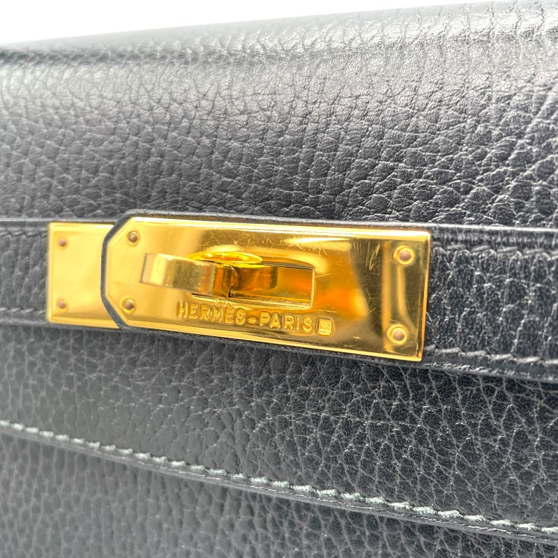 エルメス HERMES ケリー32 外縫い 〇Y刻印 ブラック GD金具 アルデンヌ レディース ショルダーバッグ