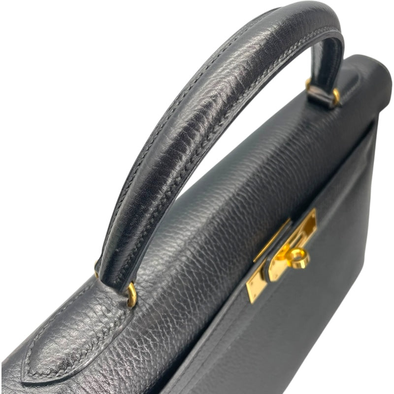 エルメス HERMES ケリー32 外縫い 〇Y刻印 ブラック GD金具 アルデンヌ レディース ショルダーバッグ