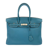 エルメス HERMES バーキン35 □P刻 ブルージーン SV金具 トゴ レディース ハンドバッグ