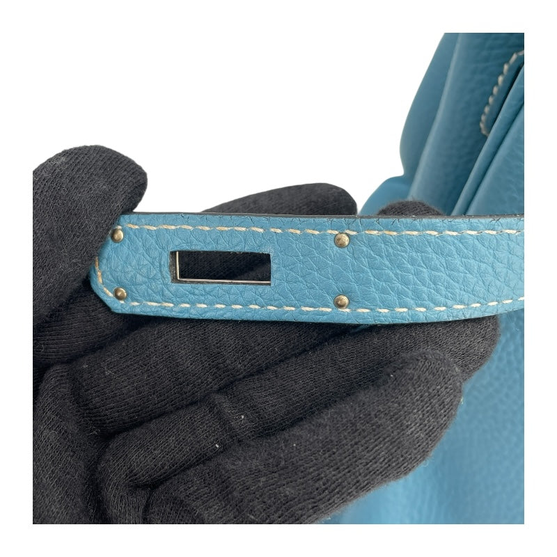 エルメス HERMES バーキン35 □P刻 ブルージーン SV金具 トゴ レディース ハンドバッグ