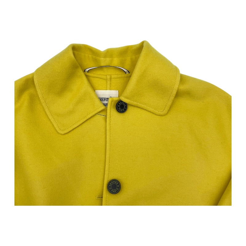 エルメス HERMES セリエボタンカシミヤロングコート イエロー カシミヤ