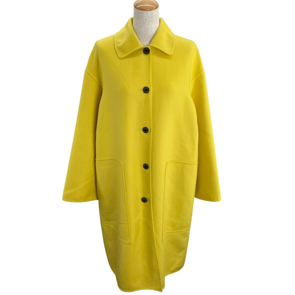エルメス HERMES セリエボタンカシミヤロングコート イエロー カシミヤ
