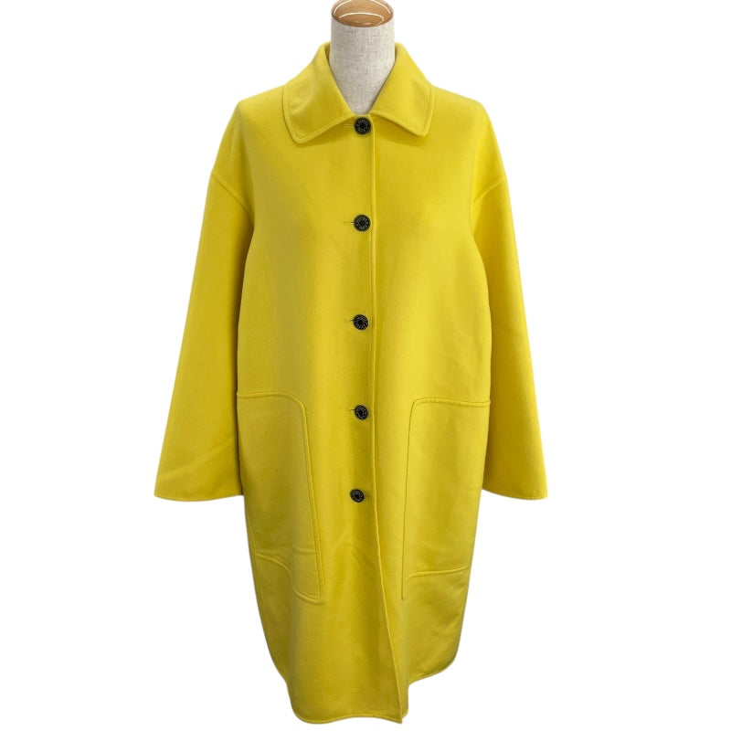 エルメス HERMES セリエボタンカシミヤロングコート イエロー カシミヤ レディース その他アウター